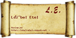 Löbel Etel névjegykártya